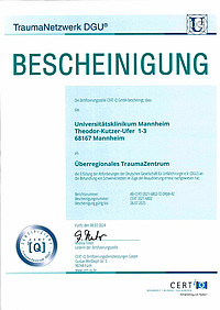 Das Universitätsklinikum Mannheim ist als Überregionales TraumaZentrum zertifiziert.