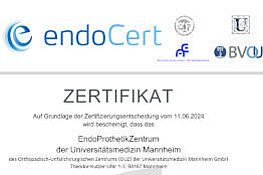 Zertifiziert durch die Deutsche Gesellschaft für Orthopädie und Orthopädische Chirurgie.