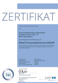 Zertifikat des AltersTraumaZentrums durch die DGH