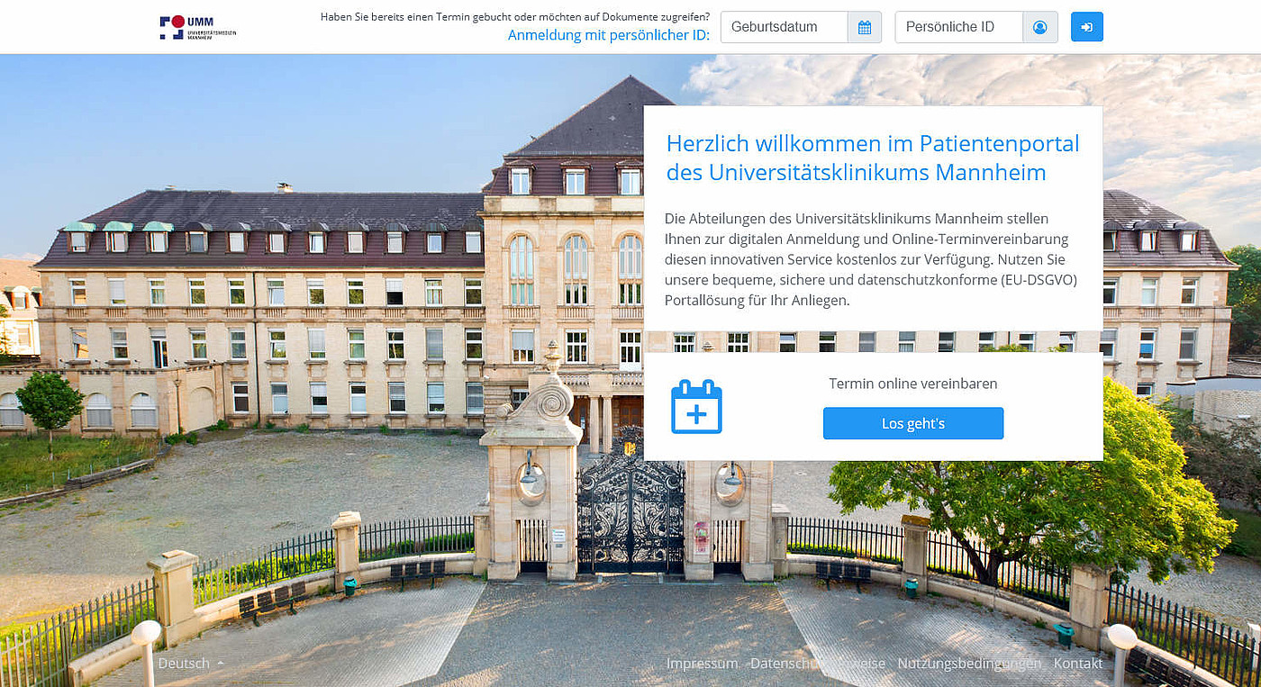 Screenshot Patientenportal der UMM