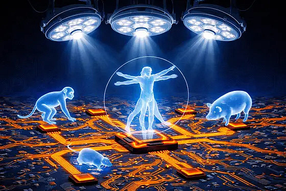 Hier ist ein KI-generiertes Symbolfoto gezeigt, das die Thematik, dass KI medizinische Bilddaten vom Tier auf den Menschen übertragen kann, darstellen soll.